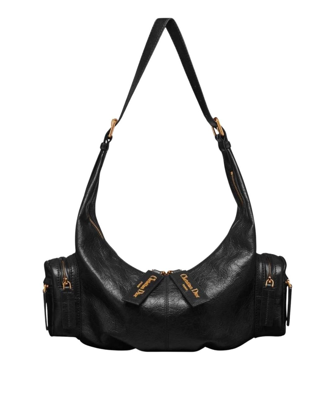 CHRISTIAN DIOR Черная кожаная сумка через плечо, фото 7