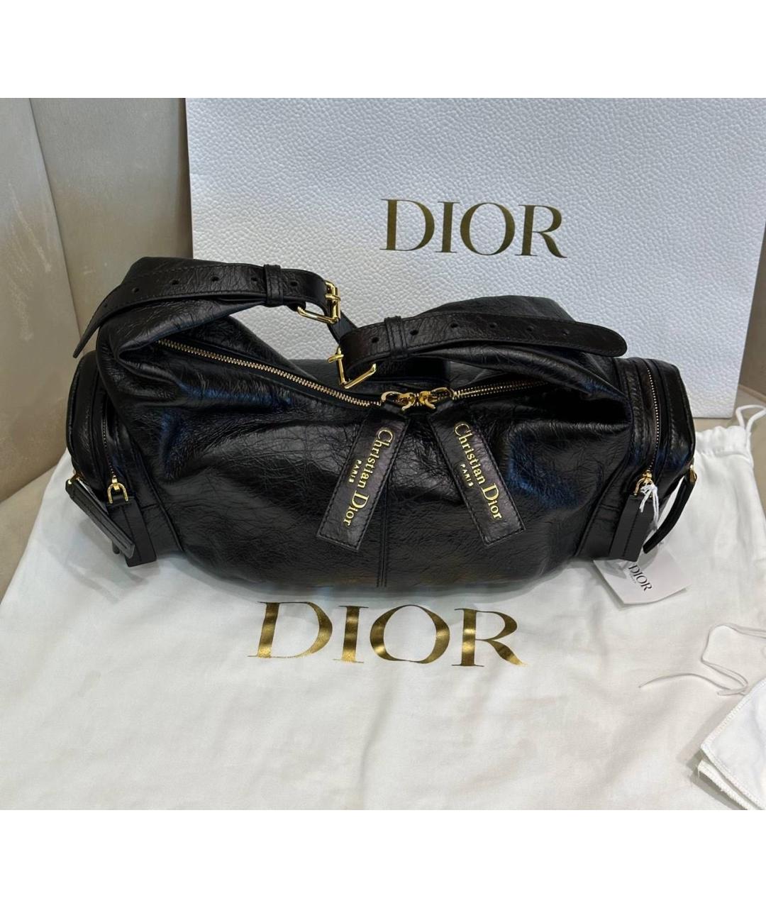 CHRISTIAN DIOR Черная кожаная сумка через плечо, фото 5