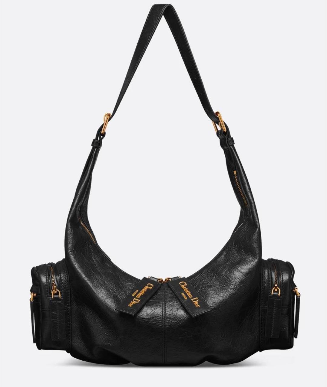 CHRISTIAN DIOR Черная кожаная сумка через плечо, фото 6