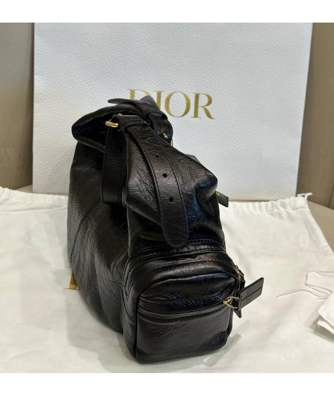 CHRISTIAN DIOR Черная кожаная сумка через плечо, фото 4