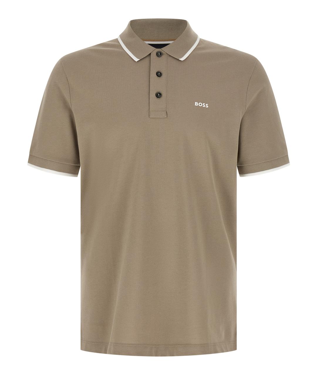 HUGO BOSS Коричневое хлопковое поло с коротким рукавом, фото 1