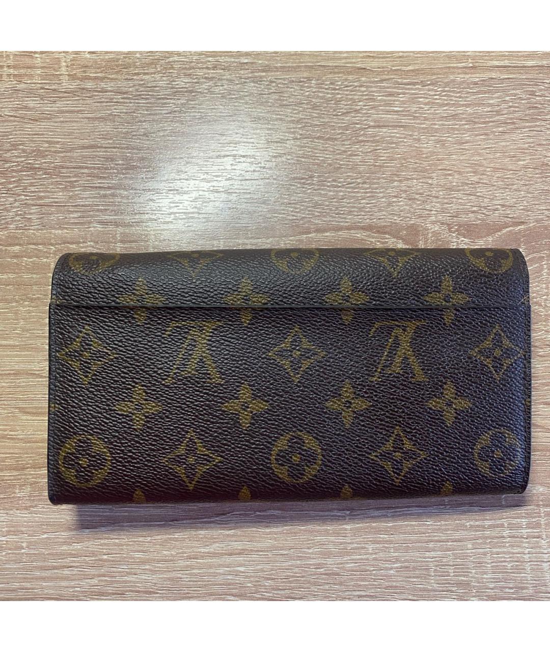 LOUIS VUITTON Коричневый кожаный кошелек, фото 3