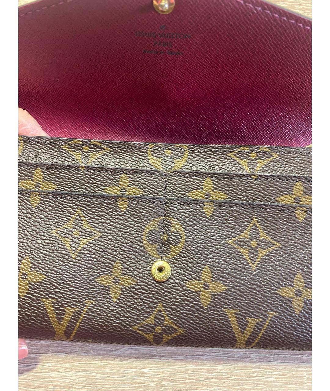 LOUIS VUITTON Коричневый кожаный кошелек, фото 6