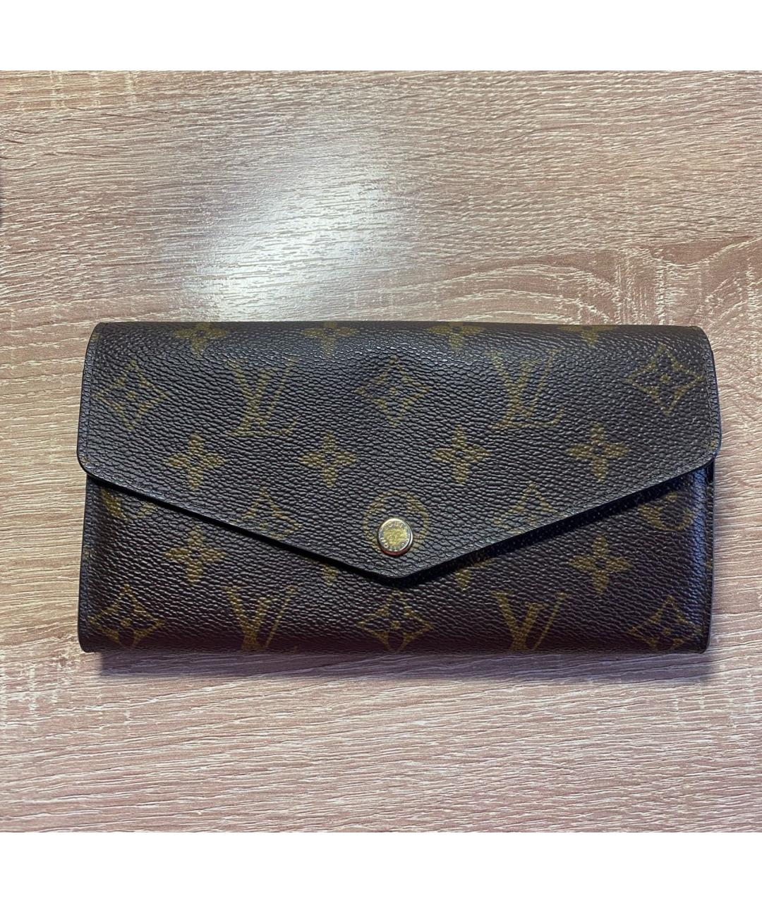 LOUIS VUITTON Коричневый кожаный кошелек, фото 9