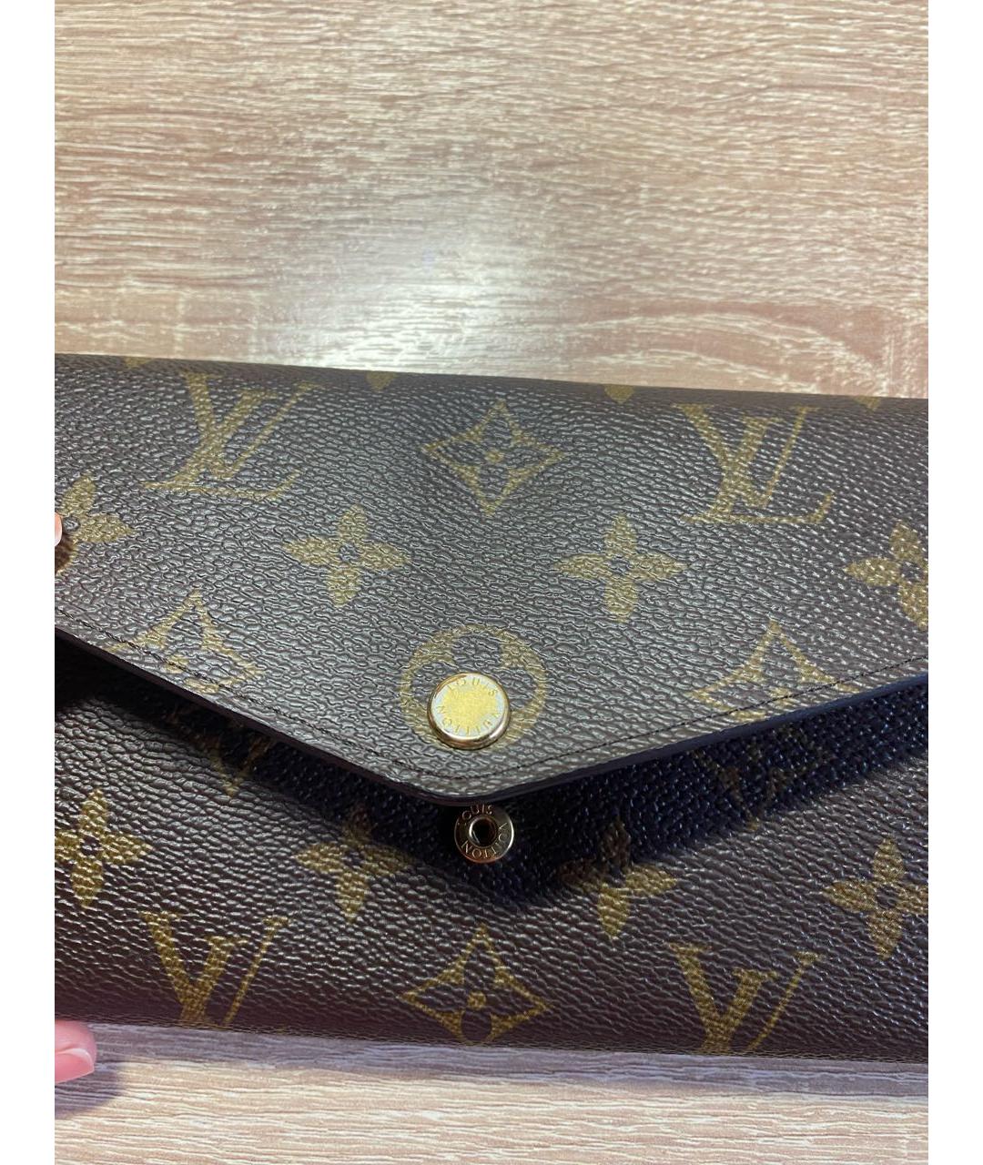 LOUIS VUITTON Коричневый кожаный кошелек, фото 5