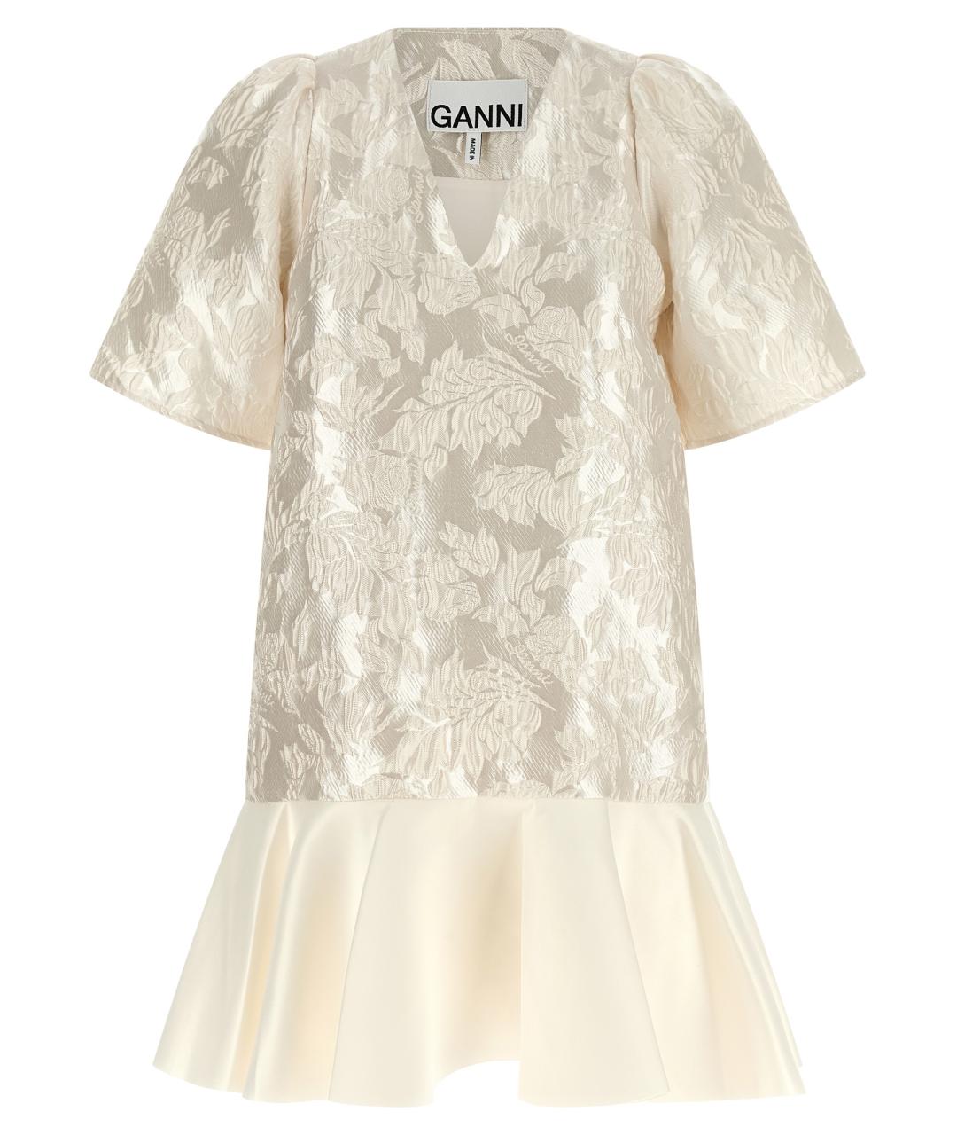 GANNI Белое полиэстеровое повседневное платье, фото 1