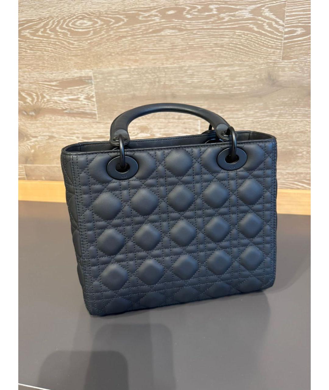 CHRISTIAN DIOR Черная кожаная сумка с короткими ручками, фото 4