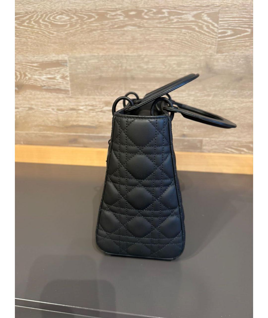 CHRISTIAN DIOR Черная кожаная сумка с короткими ручками, фото 2