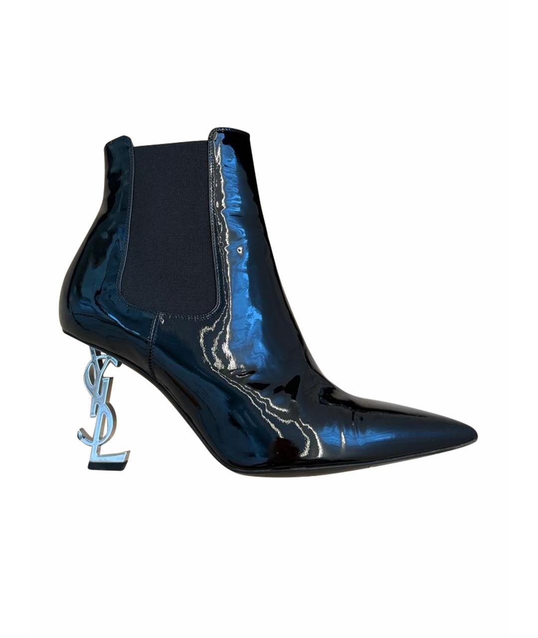 SAINT LAURENT Черные ботильоны из лакированной кожи, фото 1