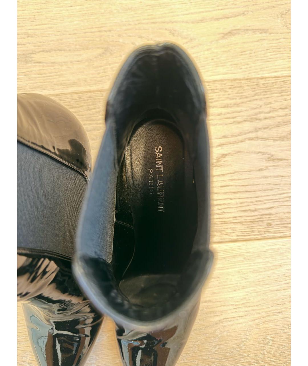SAINT LAURENT Черные ботильоны из лакированной кожи, фото 5