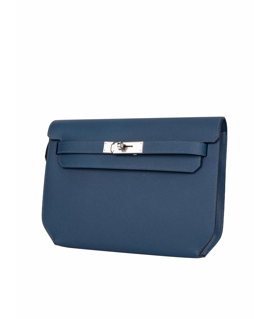HERMES Синяя кожаная барсетка, фото 1