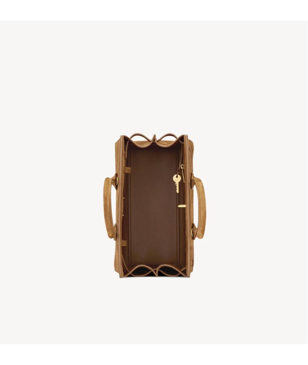 SAINT LAURENT Бежевая замшевая сумка тоут, фото 4