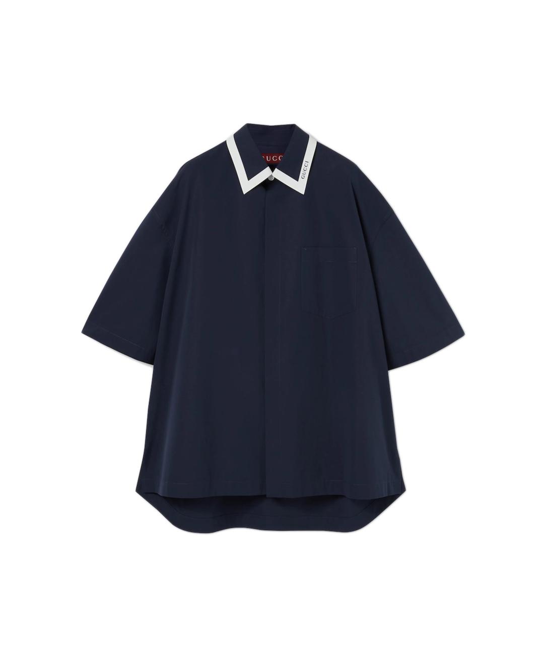 GUCCI Темно-синяя хлопковая кэжуал рубашка, фото 1
