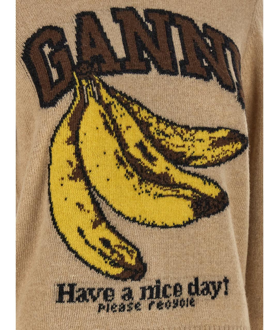 GANNI Бежевый шерстяной джемпер / свитер, фото 4