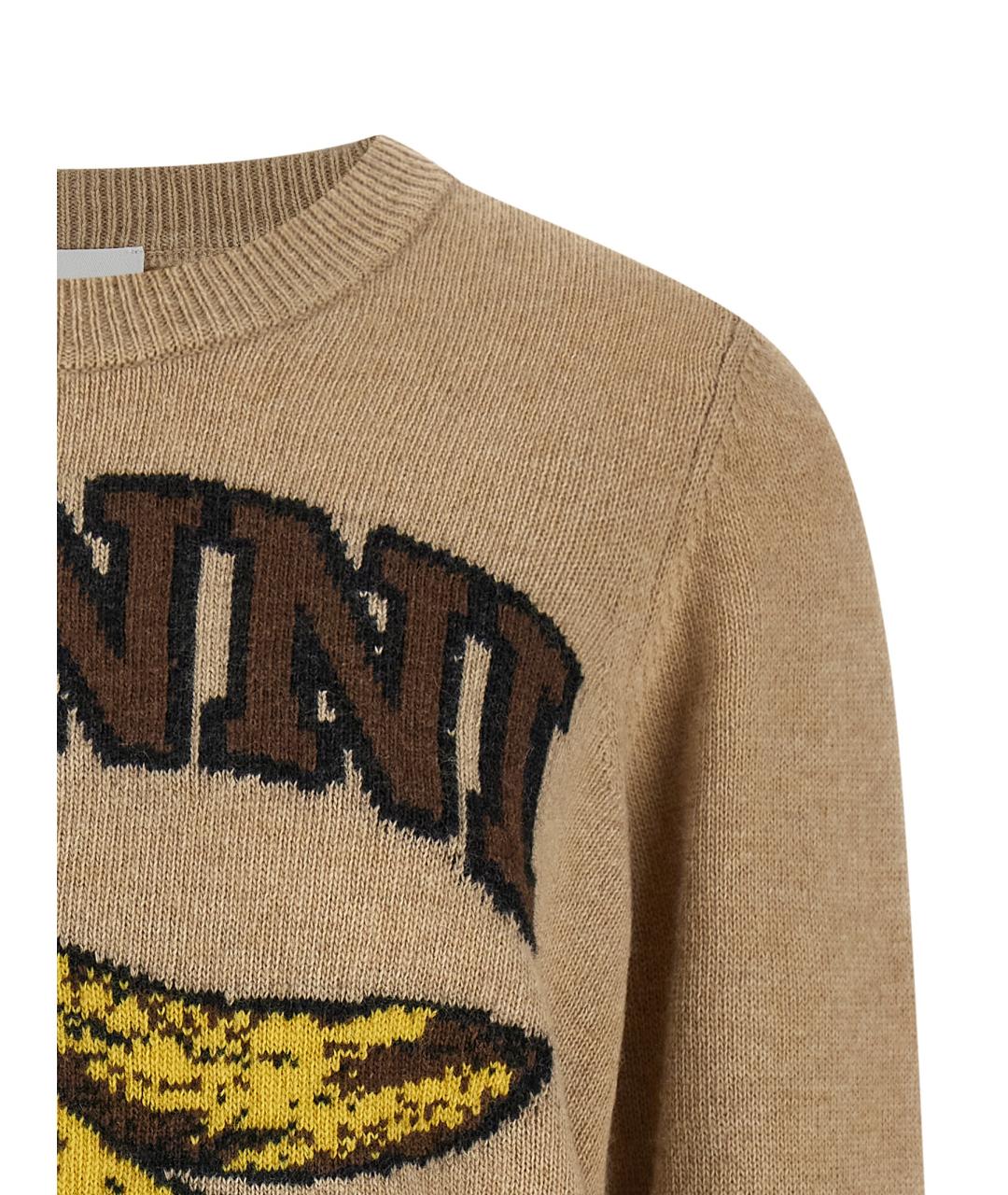 GANNI Бежевый шерстяной джемпер / свитер, фото 3