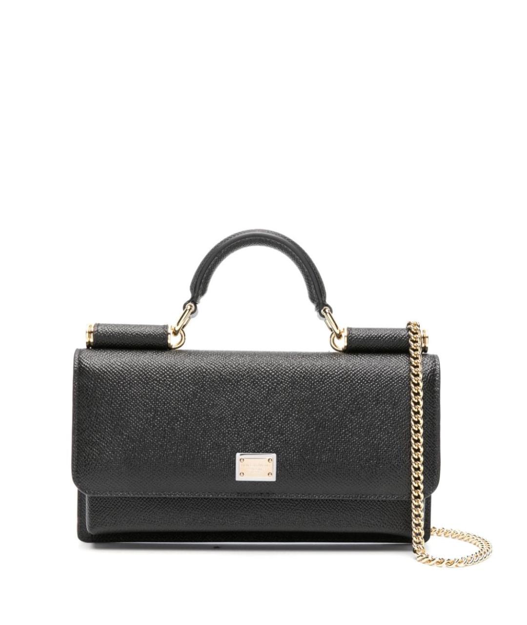 DOLCE&GABBANA Черная кожаная сумка с короткими ручками, фото 1