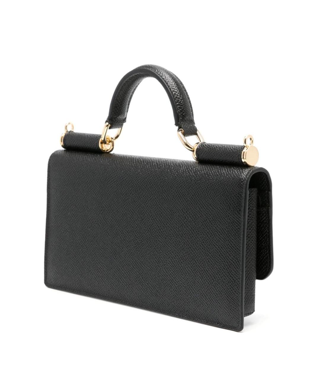 DOLCE&GABBANA Черная кожаная сумка с короткими ручками, фото 2