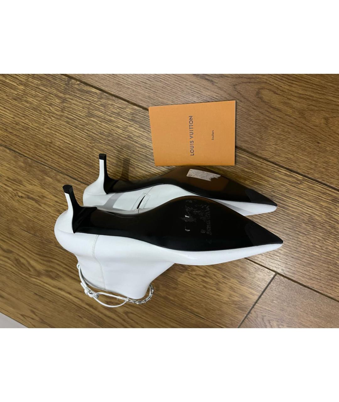 LOUIS VUITTON Белые кожаные ботильоны, фото 3