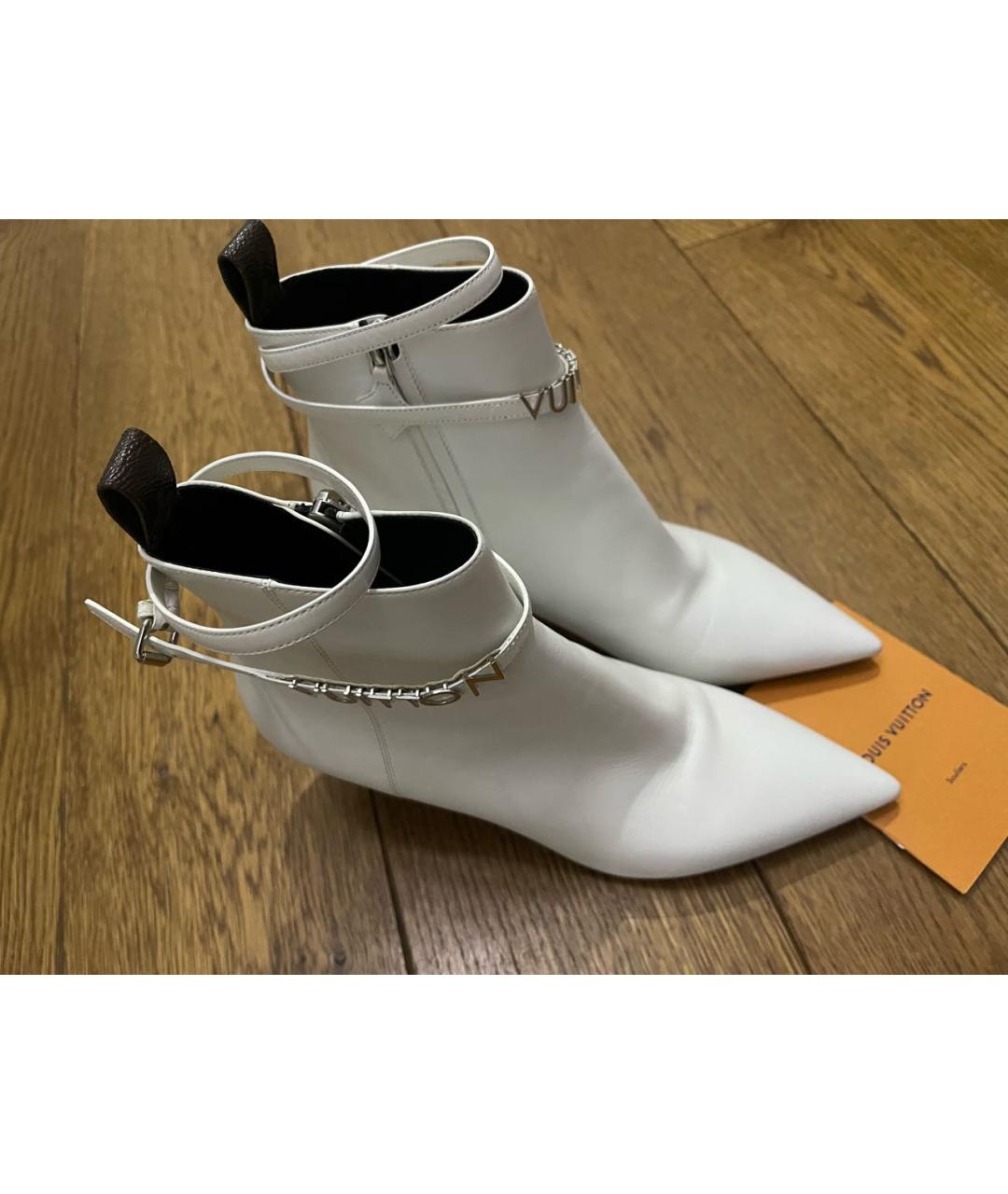 LOUIS VUITTON Белые кожаные ботильоны, фото 4