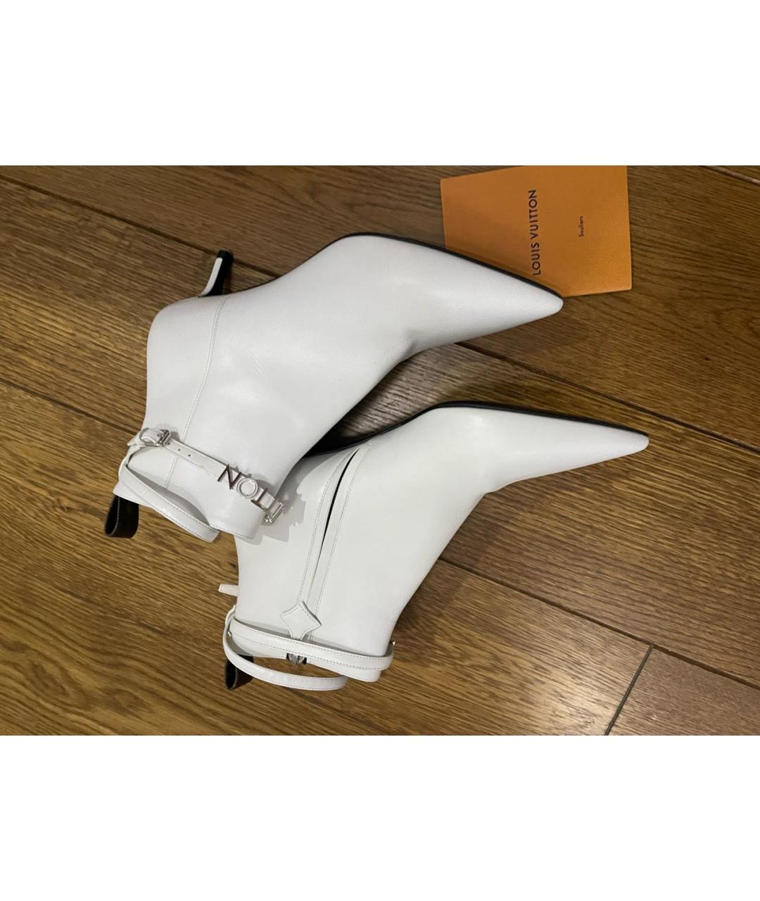 LOUIS VUITTON Белые кожаные ботильоны, фото 5