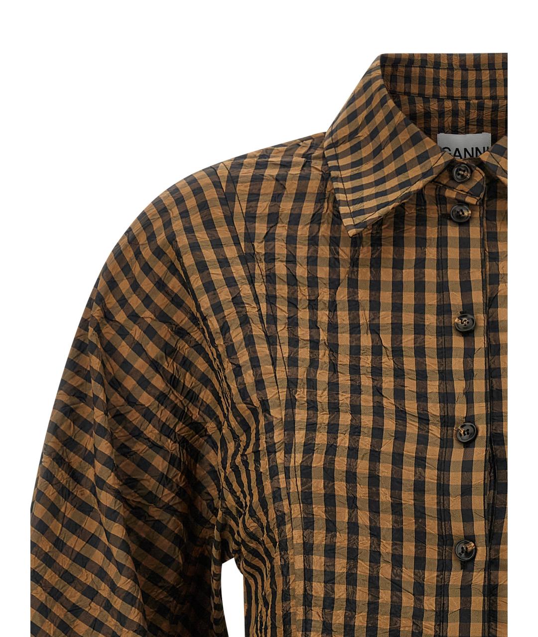 GANNI Коричневая полиэстеровая рубашка, фото 3