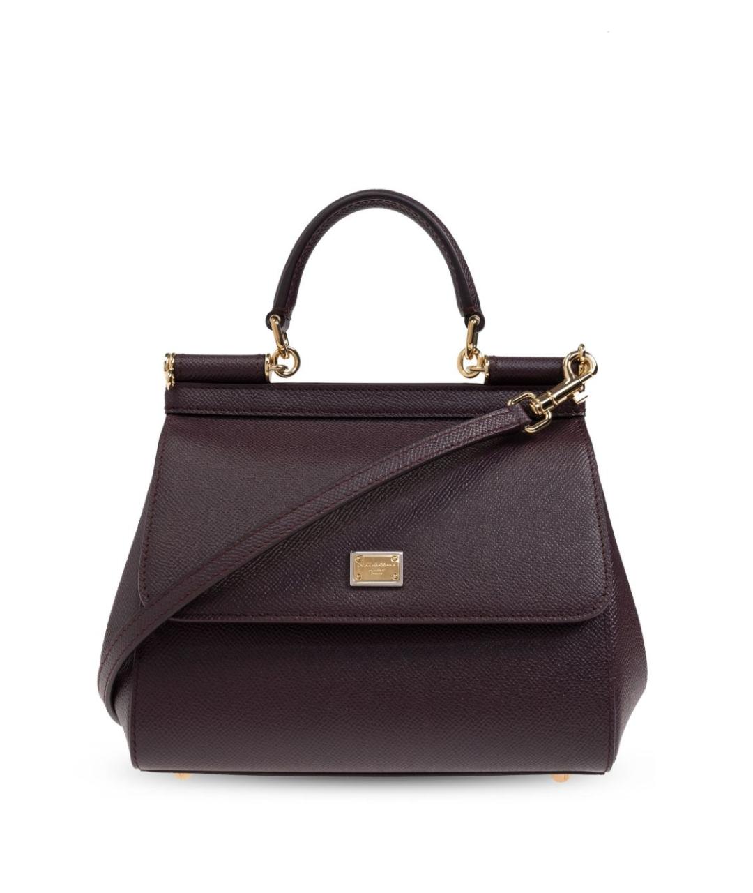 DOLCE&GABBANA Фиолетовая кожаная сумка с короткими ручками, фото 1