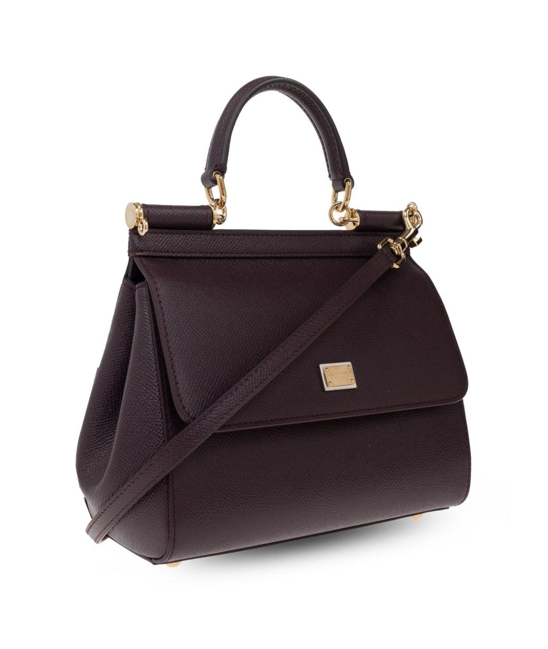 DOLCE&GABBANA Фиолетовая кожаная сумка с короткими ручками, фото 5