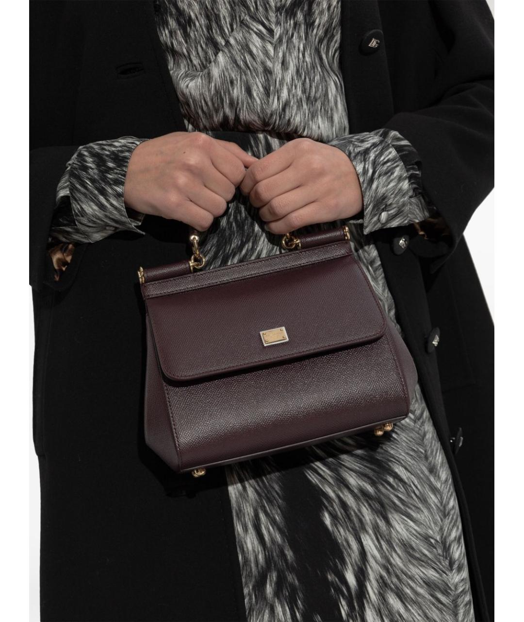DOLCE&GABBANA Фиолетовая кожаная сумка с короткими ручками, фото 4
