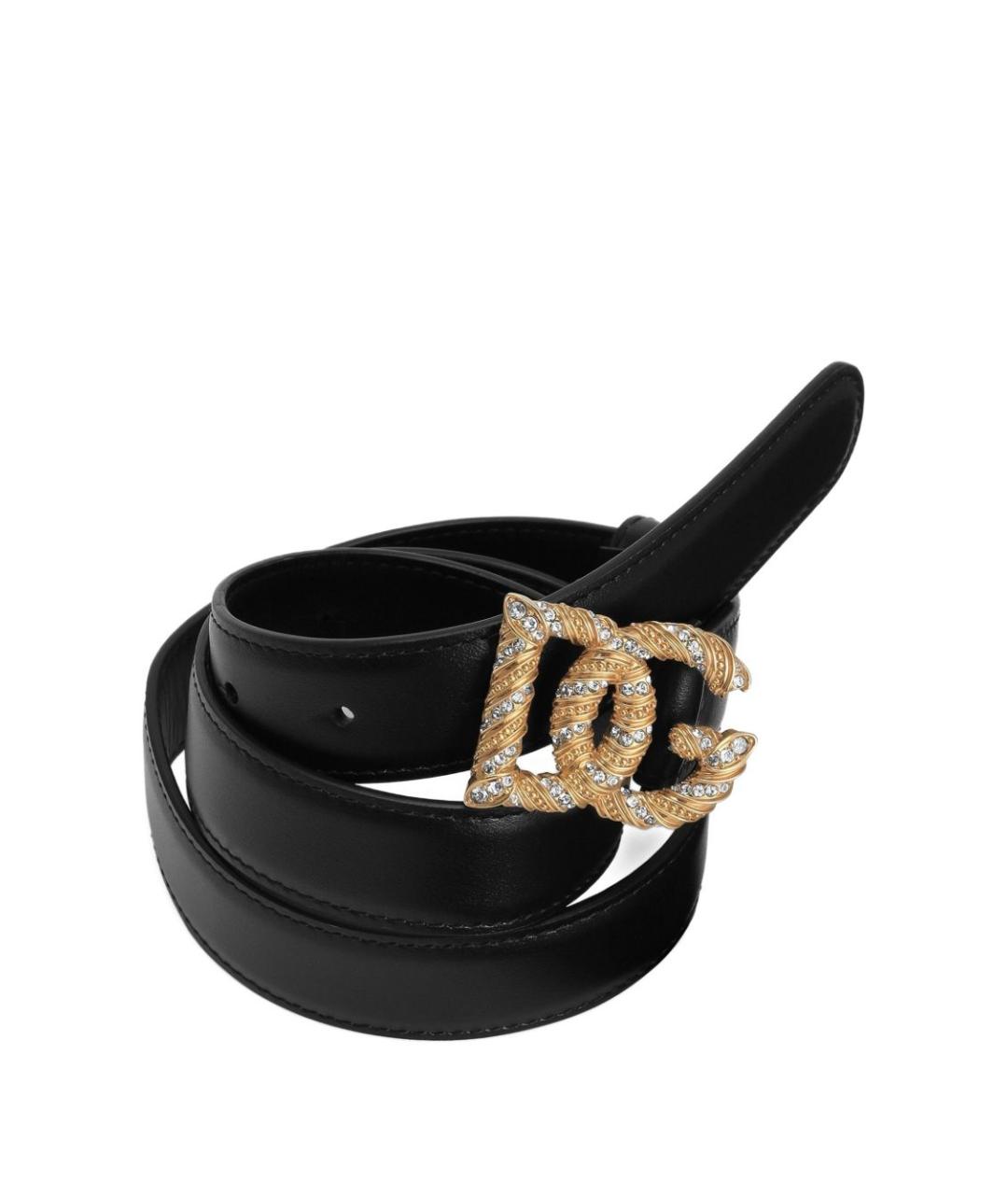 DOLCE&GABBANA Черный кожаный ремень, фото 2