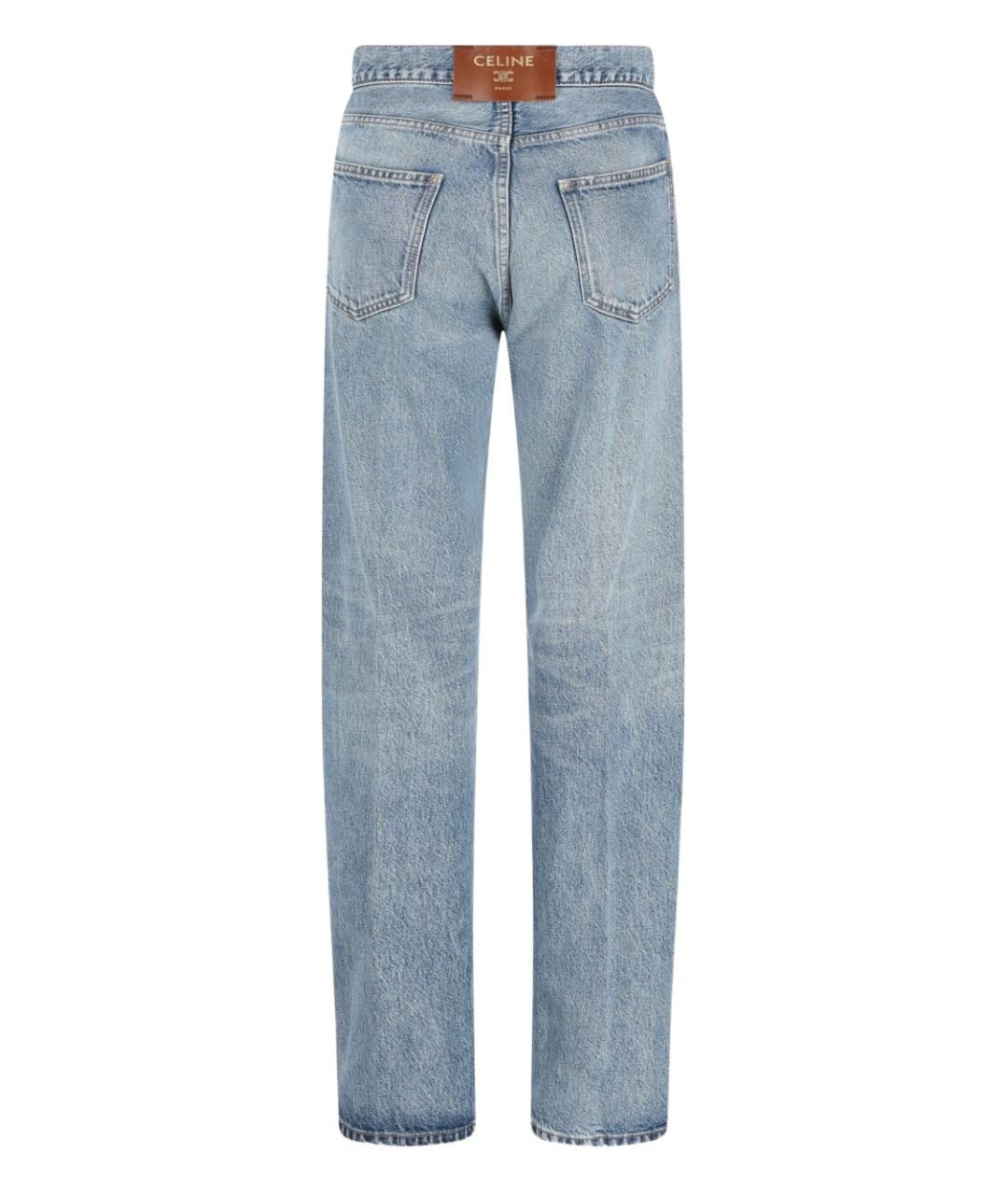 CELINE Голубые хлопковые прямые джинсы, фото 3