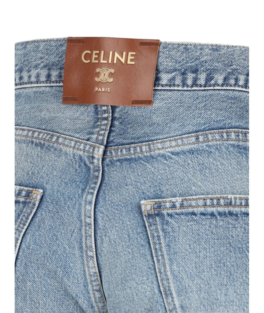 CELINE Голубые хлопковые прямые джинсы, фото 4