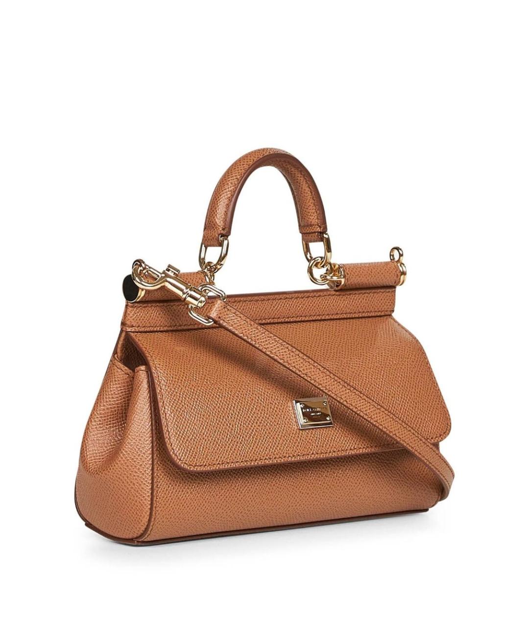 DOLCE&GABBANA Коричневая кожаная сумка с короткими ручками, фото 2