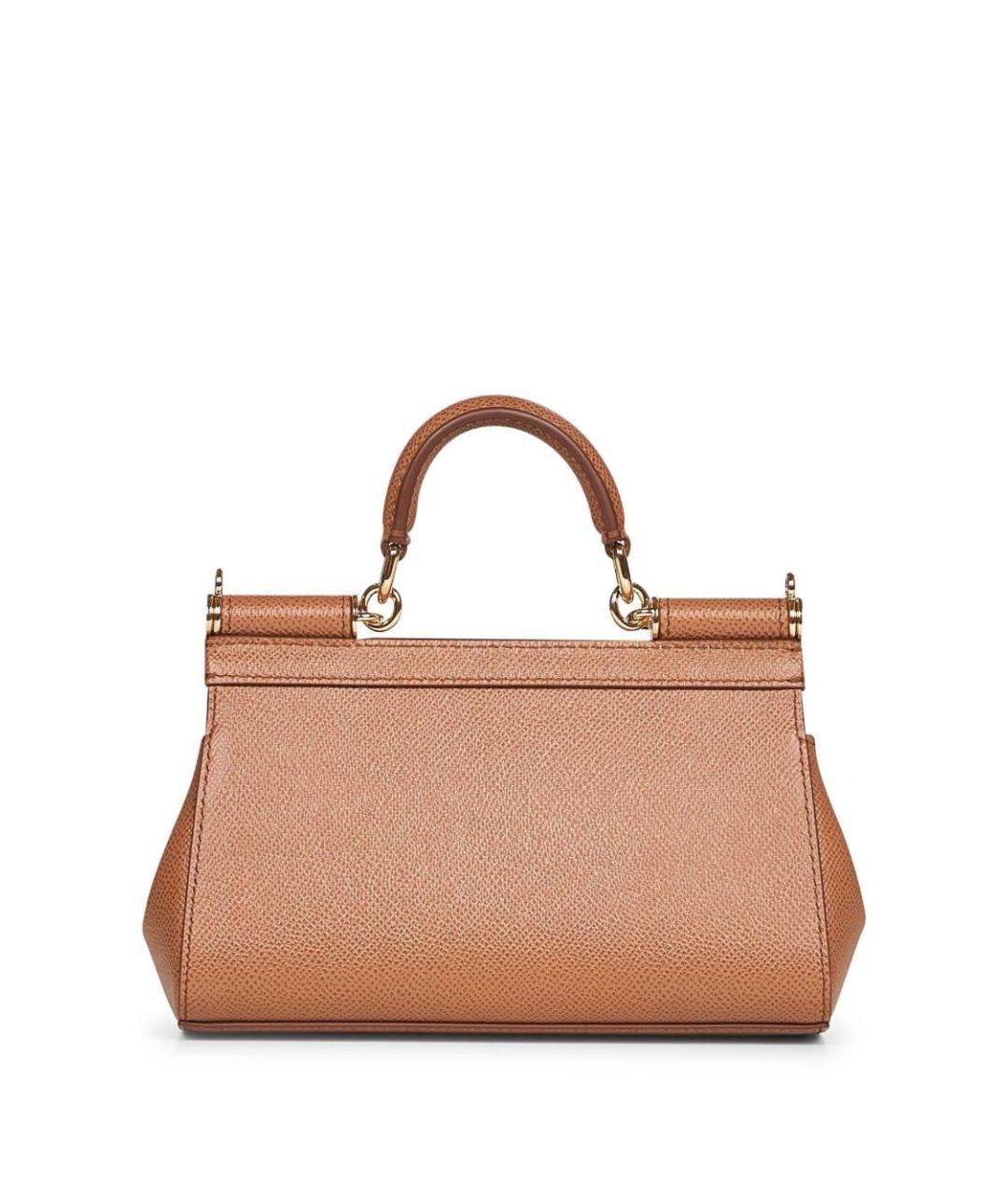 DOLCE&GABBANA Коричневая кожаная сумка с короткими ручками, фото 3