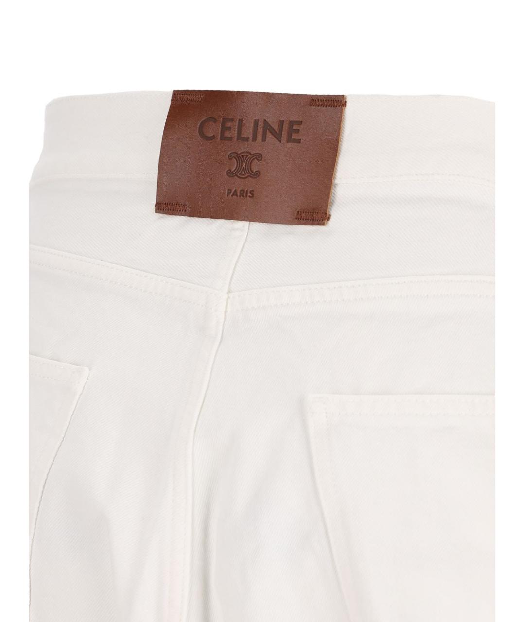 CELINE Белые хлопковые прямые джинсы, фото 2