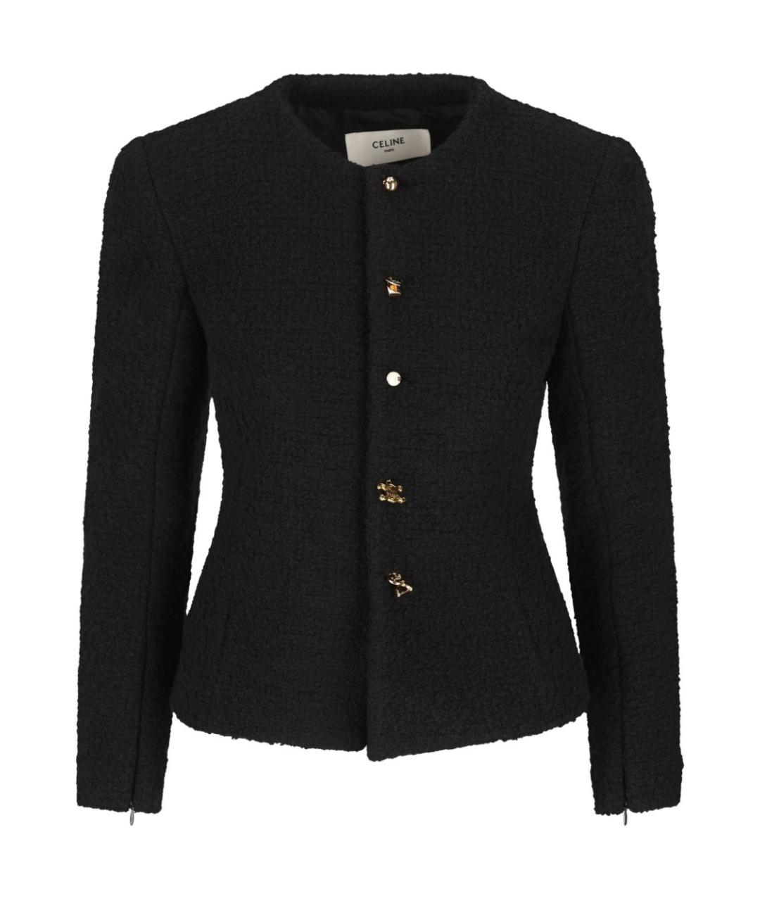 CELINE Черный шерстяной жакет/пиджак, фото 1