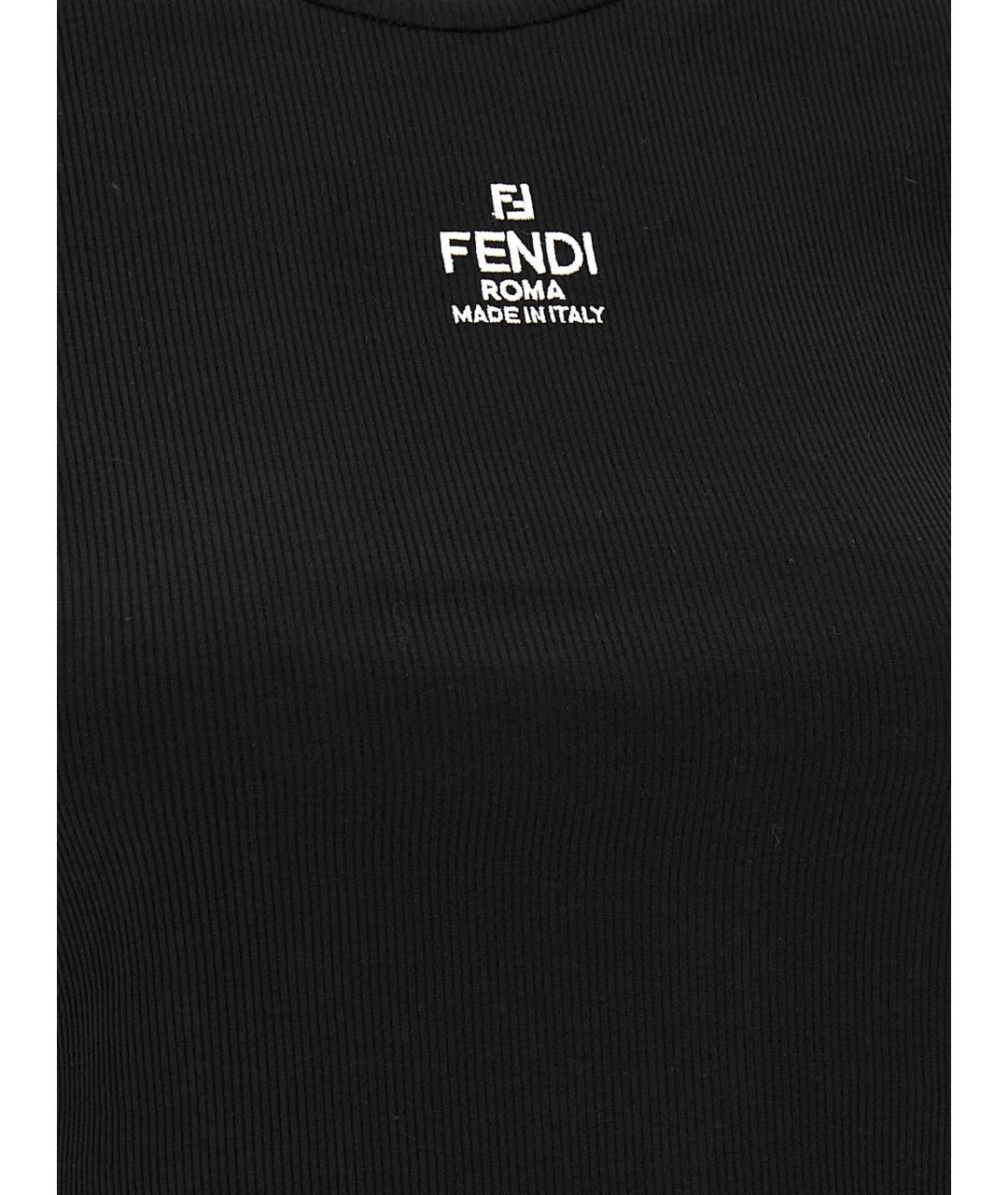 FENDI Черная хлопковая футболка, фото 4