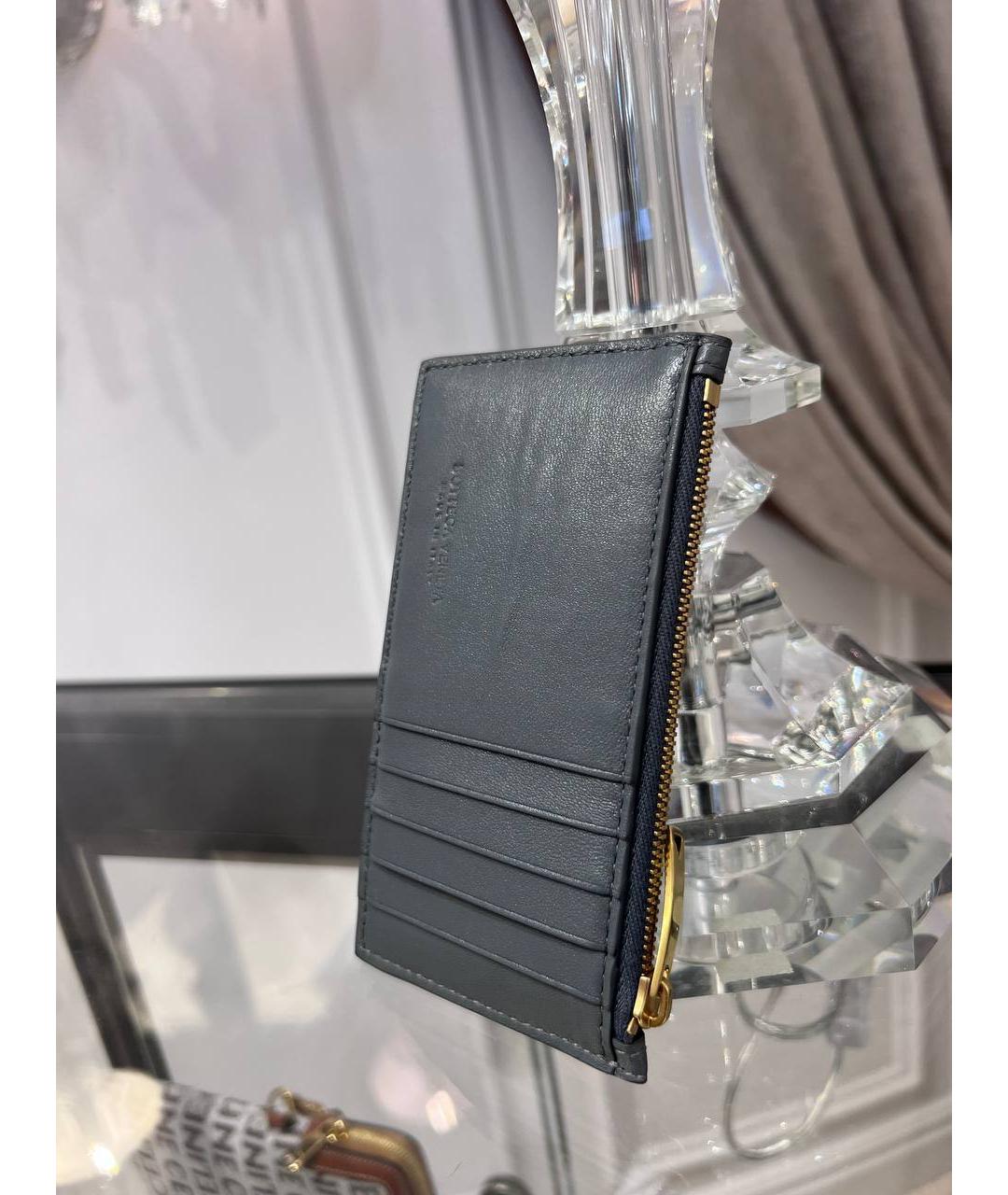 BOTTEGA VENETA Серый кожаный кардхолдер, фото 3
