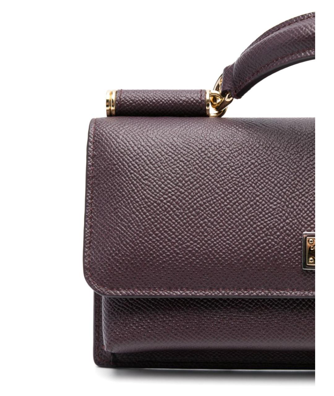DOLCE&GABBANA Бордовая кожаная сумка с короткими ручками, фото 4