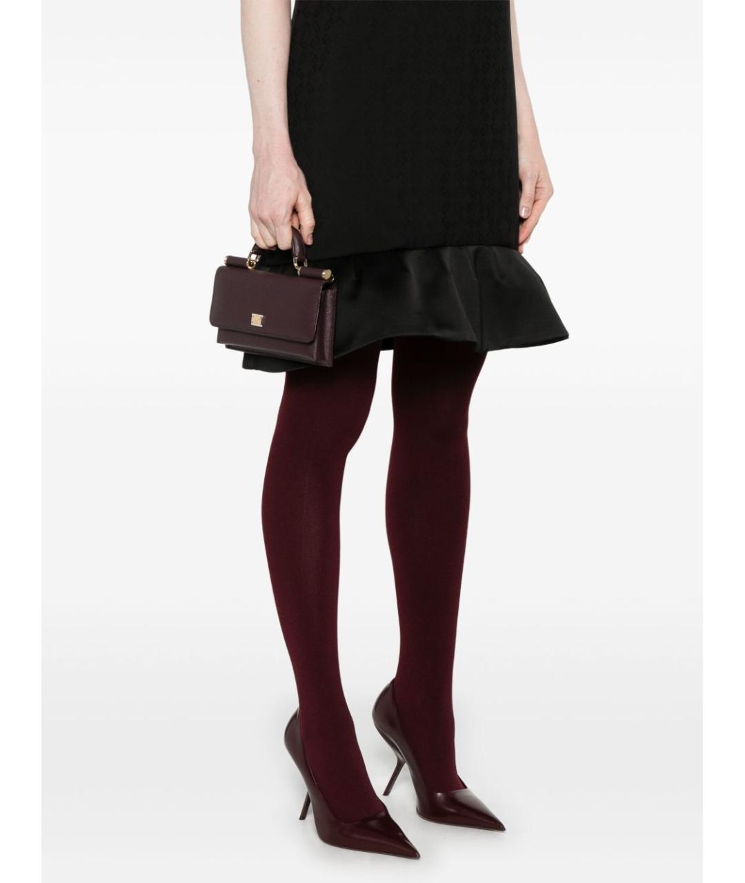 DOLCE&GABBANA Бордовая кожаная сумка с короткими ручками, фото 2