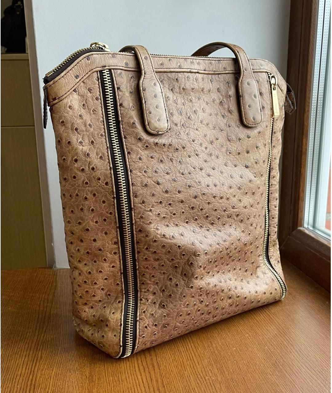 FURLA Коричневая кожаная сумка с короткими ручками, фото 2