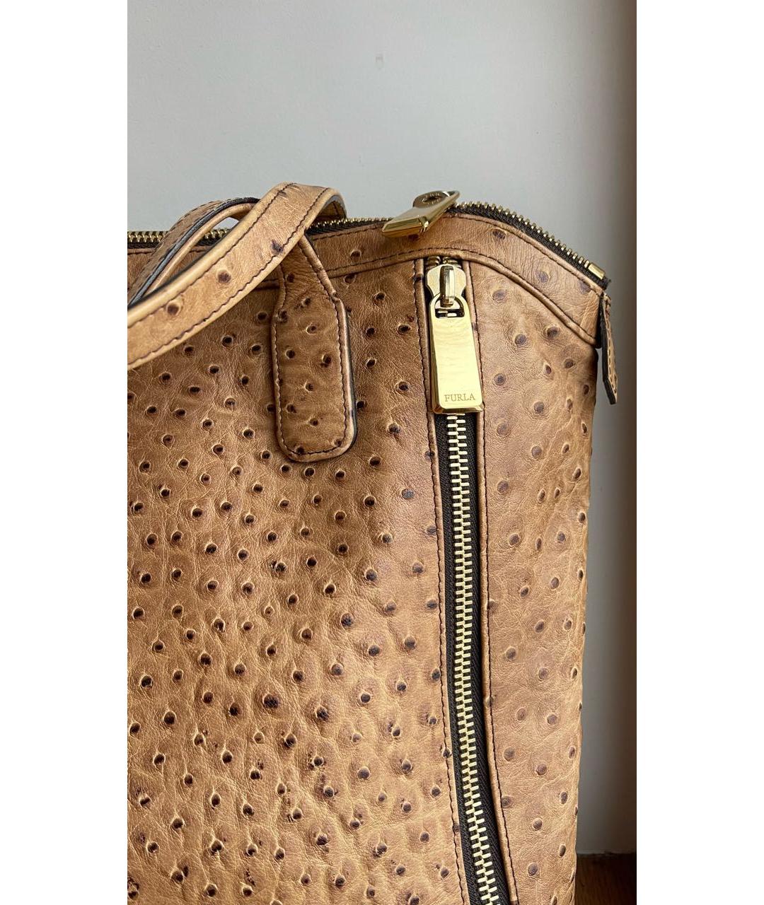 FURLA Коричневая кожаная сумка с короткими ручками, фото 5