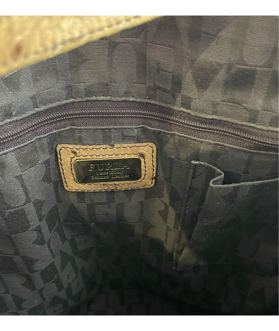 FURLA Коричневая кожаная сумка с короткими ручками, фото 4