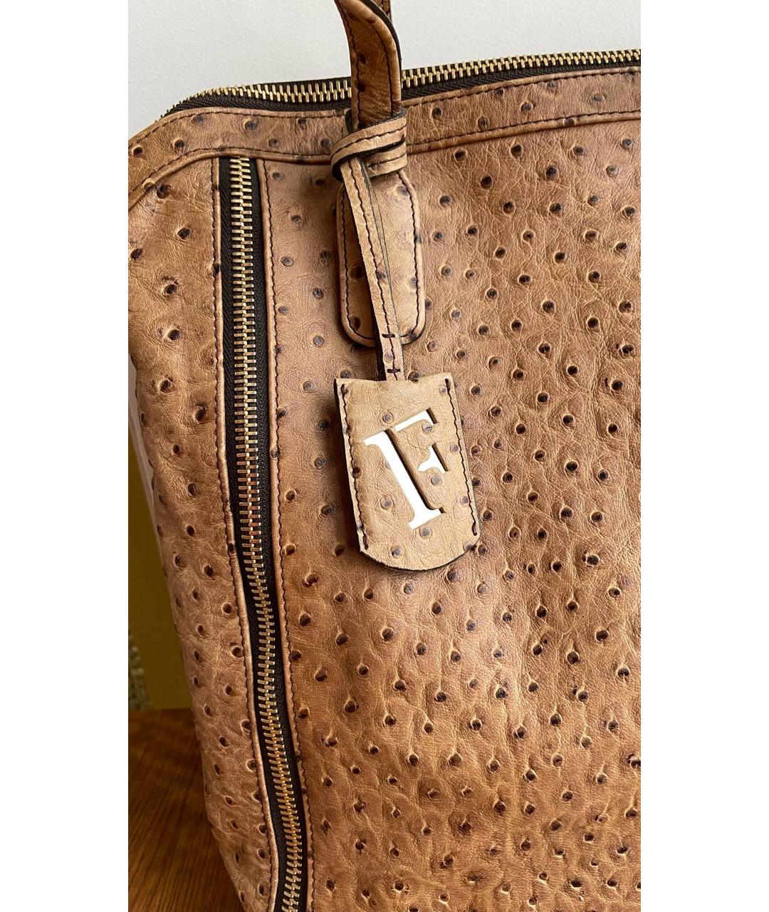 FURLA Коричневая кожаная сумка с короткими ручками, фото 6