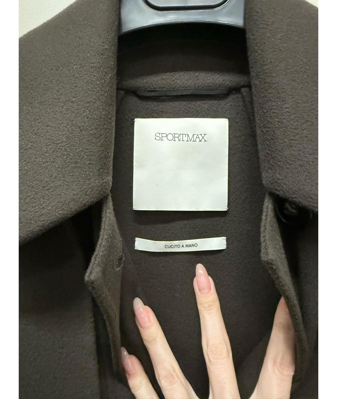 SPORTMAX Коричневое шерстяное пальто, фото 3