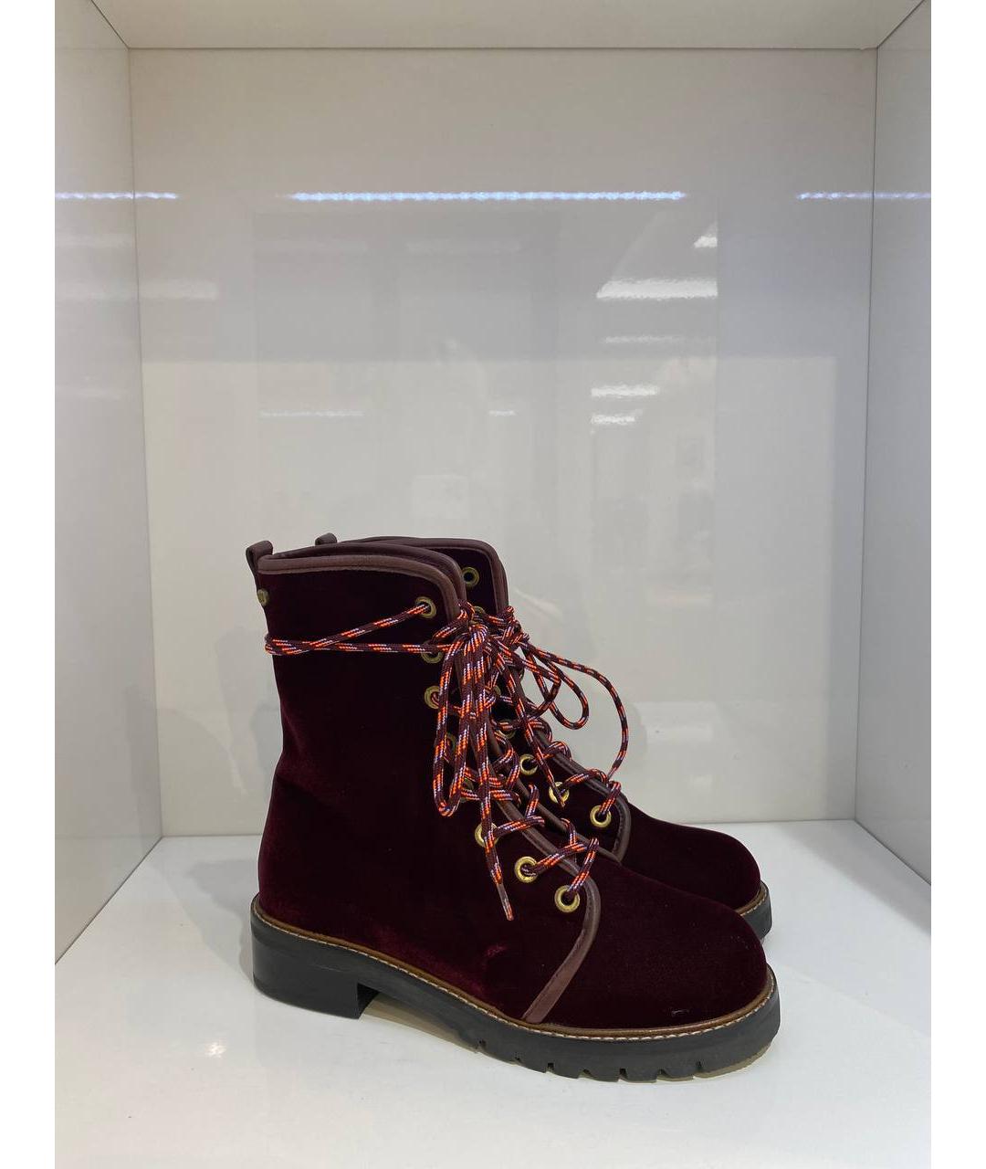 STUART WEITZMAN Бордовые замшевые ботинки, фото 4