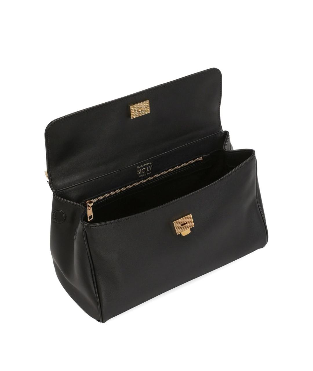 DOLCE&GABBANA Черная кожаная сумка с короткими ручками, фото 2