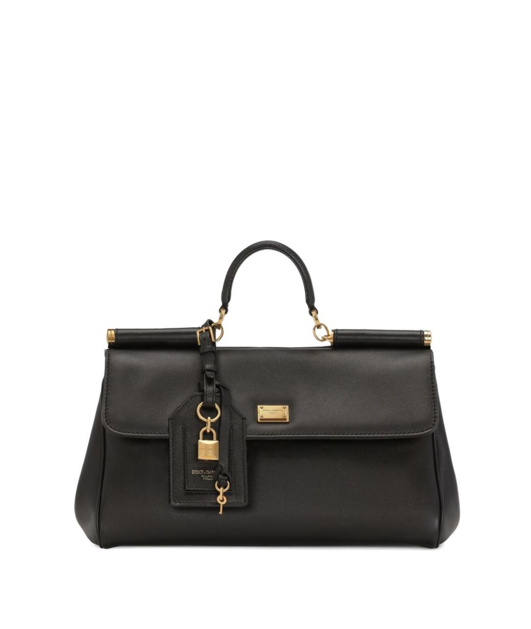 DOLCE&GABBANA Черная кожаная сумка с короткими ручками, фото 1