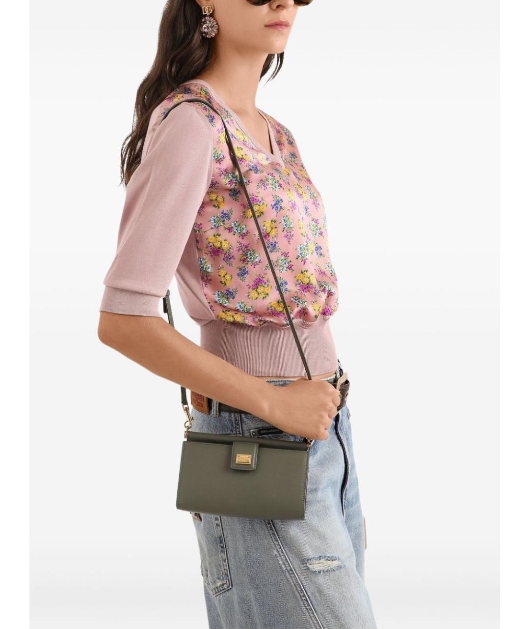 DOLCE&GABBANA Зеленая кожаная сумка через плечо, фото 2