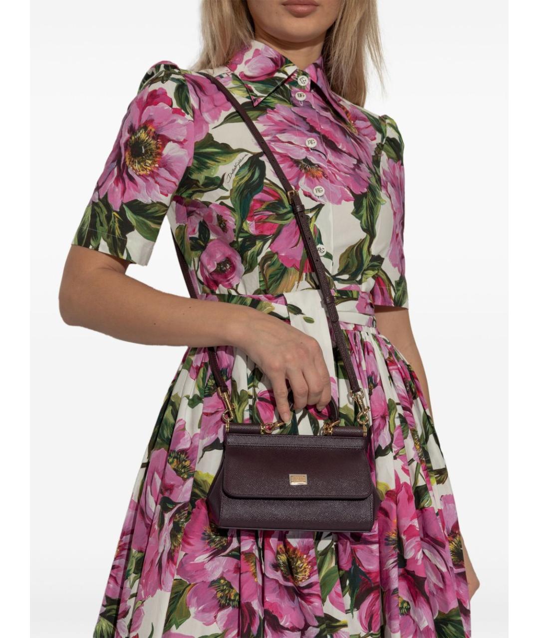 DOLCE&GABBANA Фиолетовая кожаная сумка с короткими ручками, фото 3