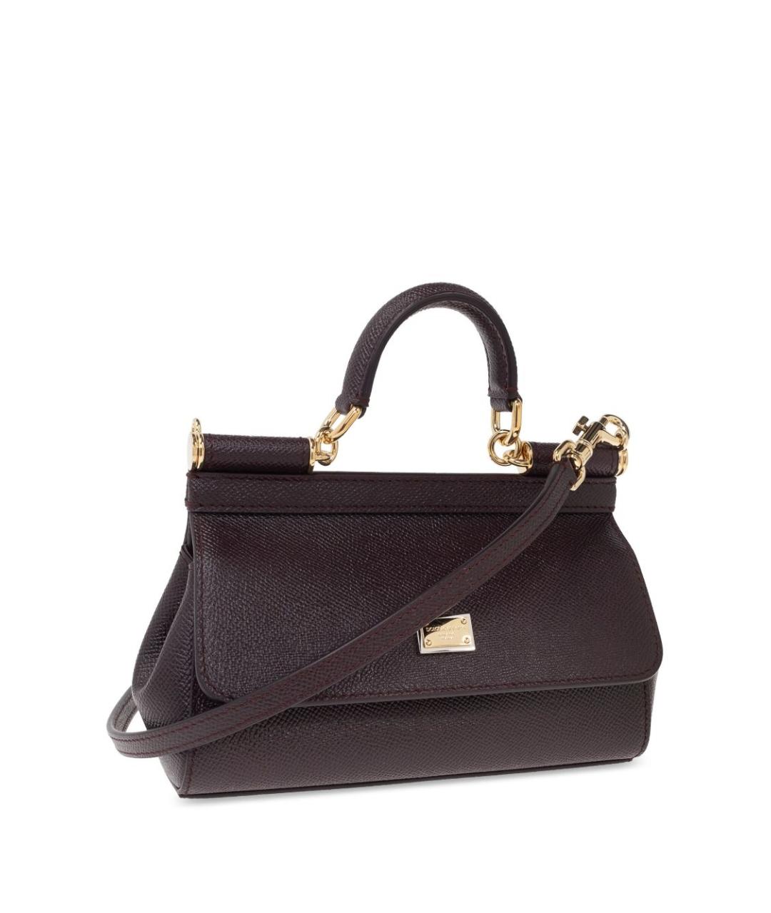 DOLCE&GABBANA Фиолетовая кожаная сумка с короткими ручками, фото 2